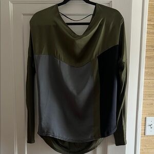 Olive and Gray Long Sleeve Top